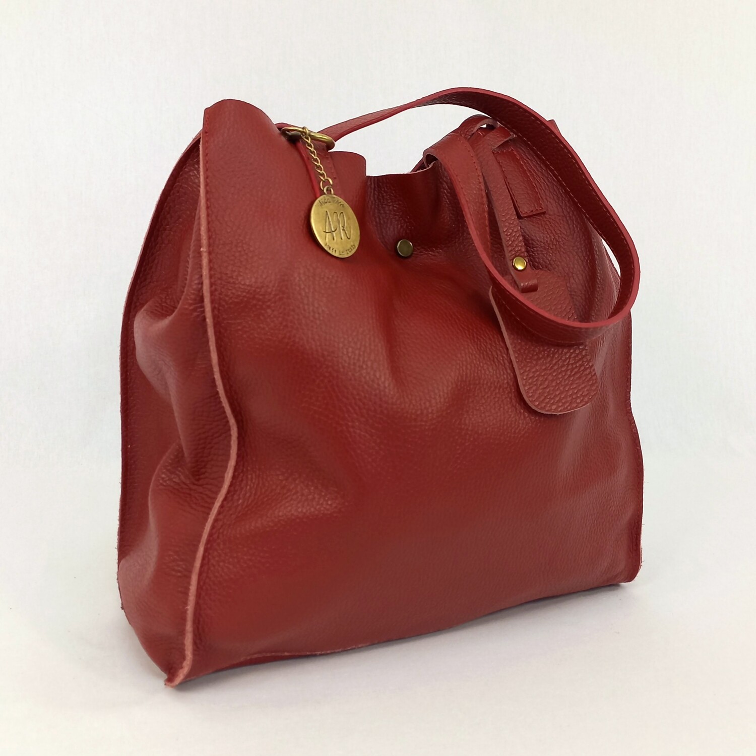 Miranda - Leather Tote, Colour: Red