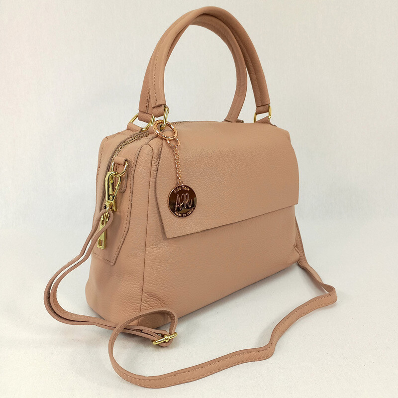 Clarita - Leather Grab Bag, Colour: Pink Beige