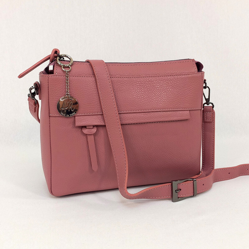 Barbara - Leather Crossbody Bag, Colour: Rose