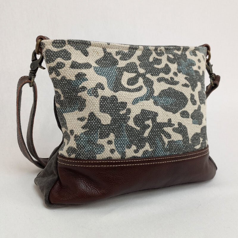 Monica - Leather/Canvas Crossbody Bag