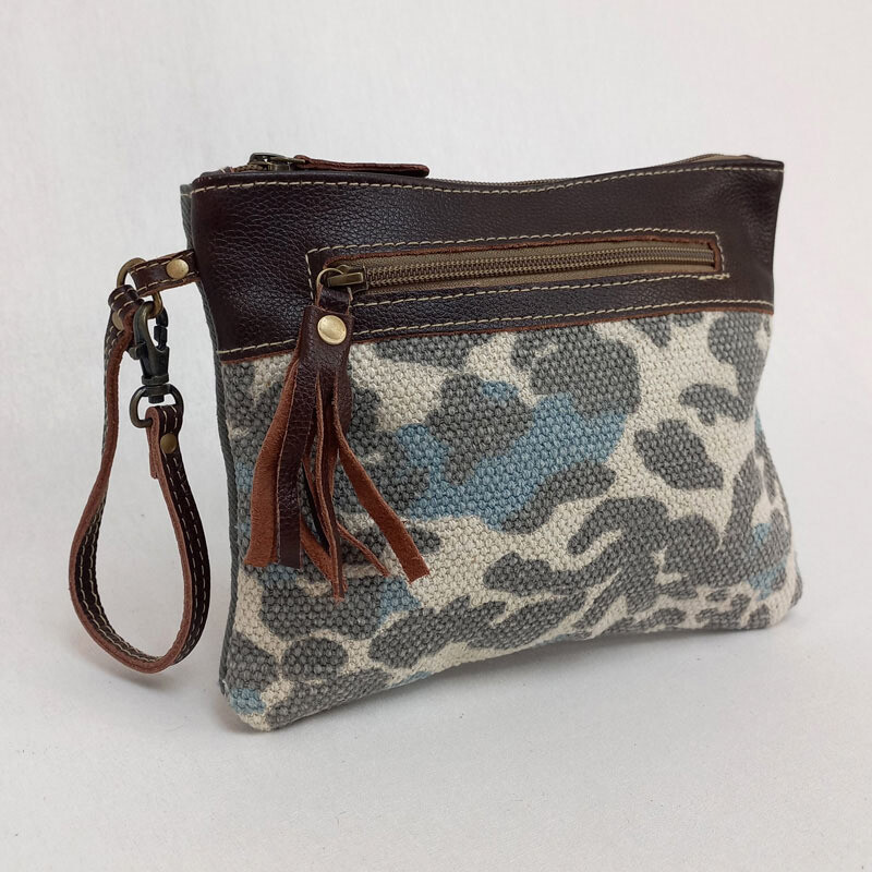 Jo - Leather/Canvas Clutch