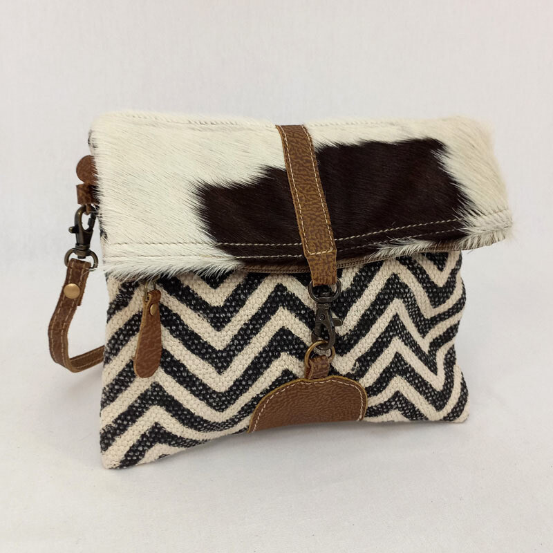 Tricia - Hide/Canvas Crossbody Bag