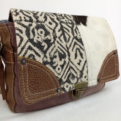 Poppy -  Hide/Canvas Crossbody Bag