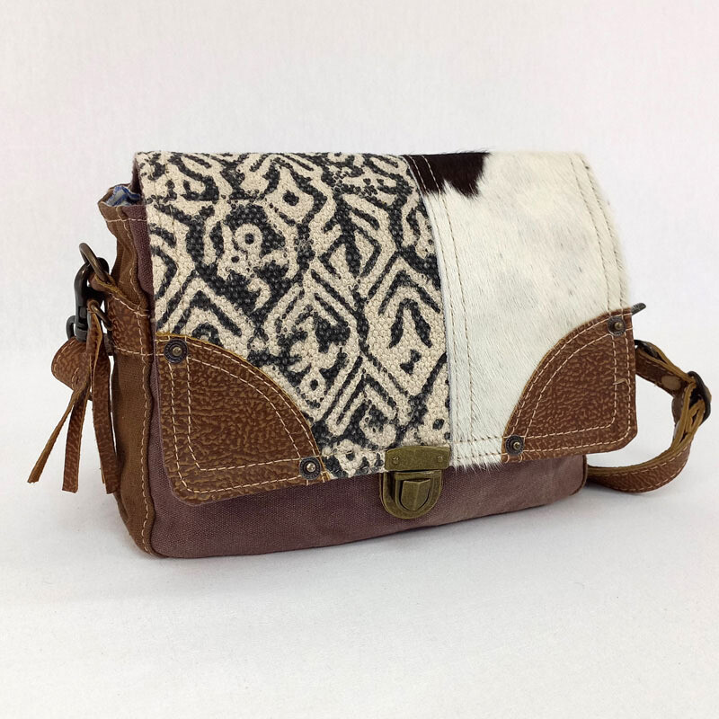 Poppy -  Hide/Canvas Crossbody Bag