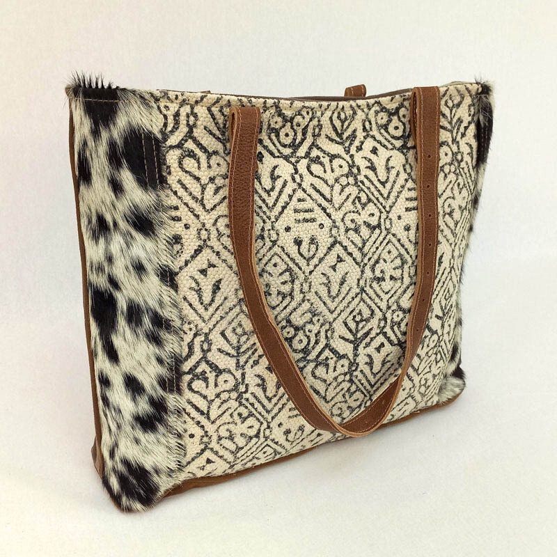 Lydia - Hide/Canvas Tote