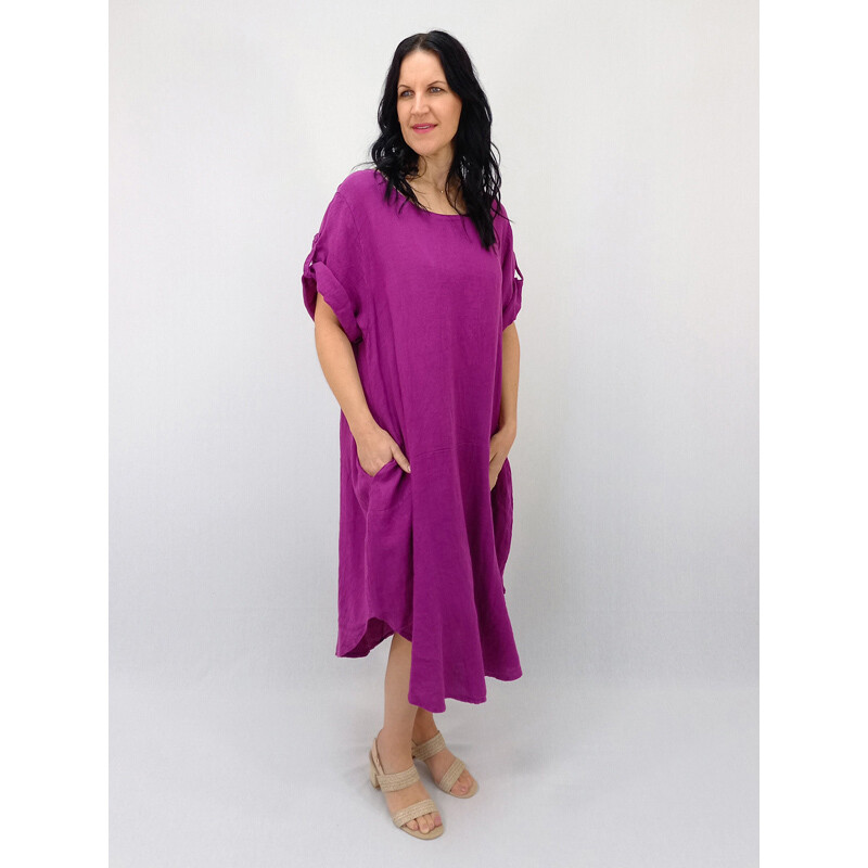 Zoe Curved Hem Dress - Basic, Size: S/M, Colour: Violet