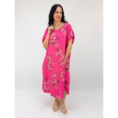 Zoe Curved Hem Dress - Wild Rose