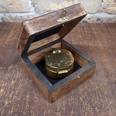 Brass Compass In Timber Box -  Brunton
