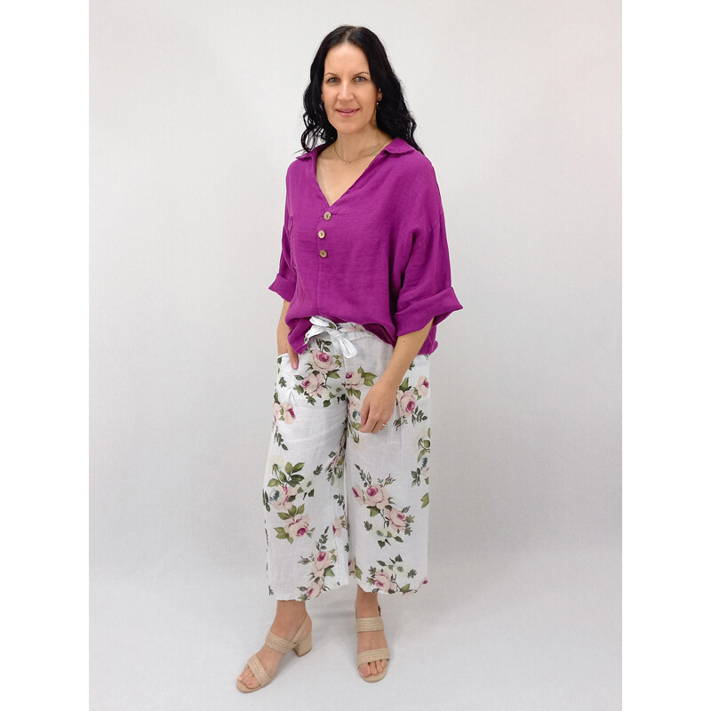 Amelie Cropped Wide Leg Pant, Size: S/M, Colour: White