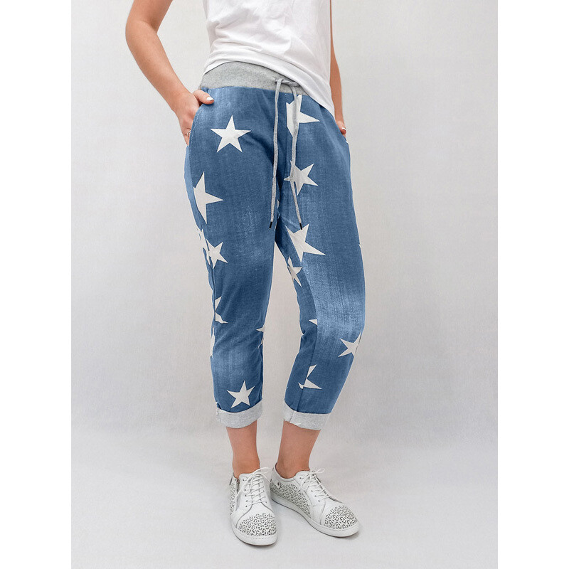 Emily Cotton Pant - Stars - Blue