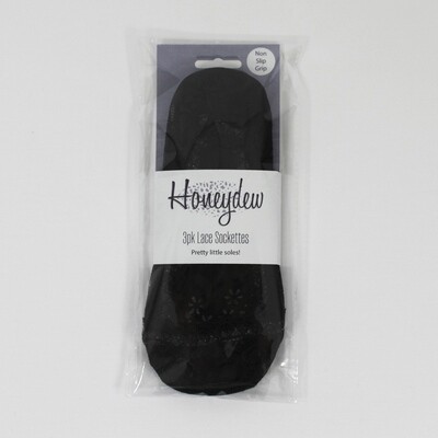 Honeydew Lace Sockettes - 3pk Black