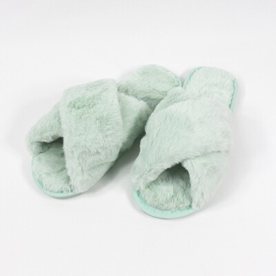 Crossover Plush Slippers - Mint
