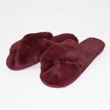 Crossover Plush Slippers - Burgundy