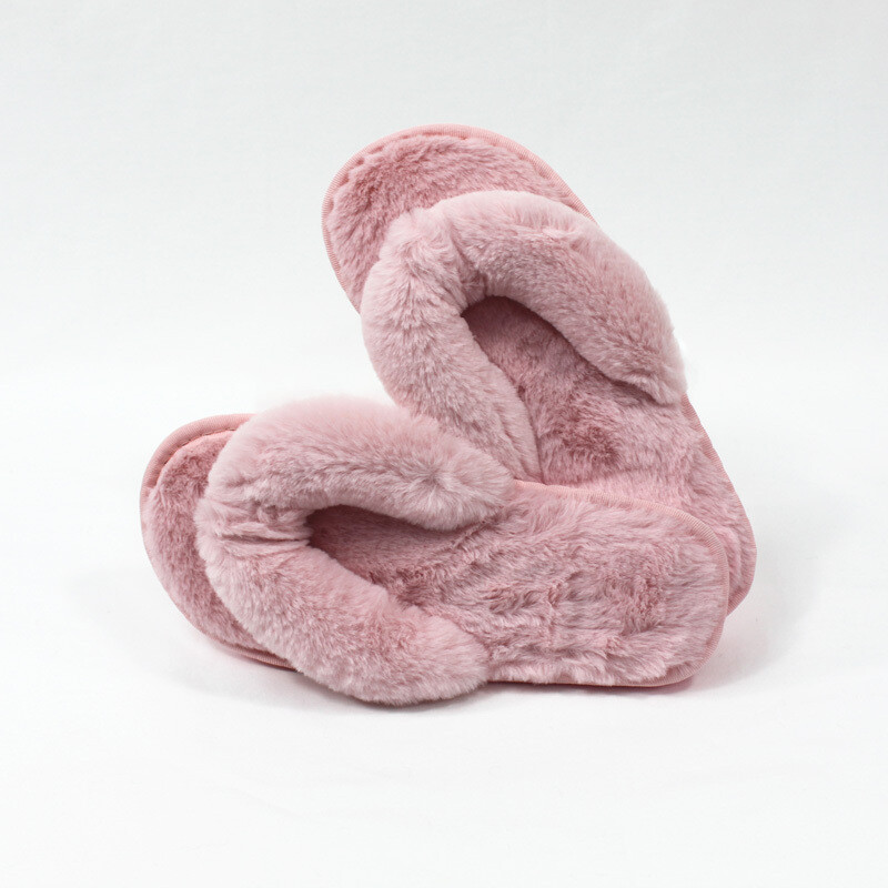 Thong Plush Slippers - Light Pink