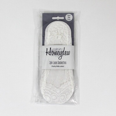 Honeydew Lace Sockettes - 3pk White