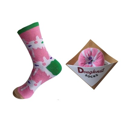 Bagged Doughnut Socks - Pink/Green 1pr
