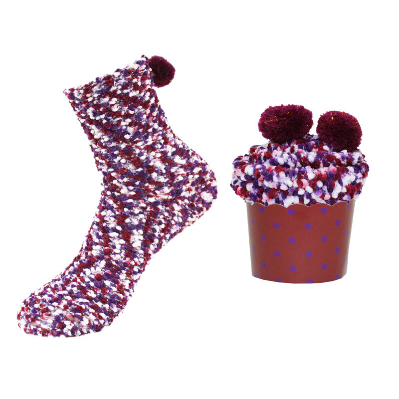 Cupcake Socks - Burgundy 1pr