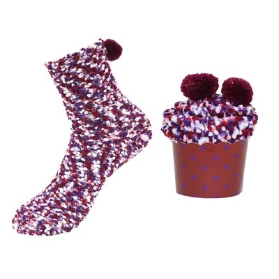 Cupcake Socks - Burgundy 1pr