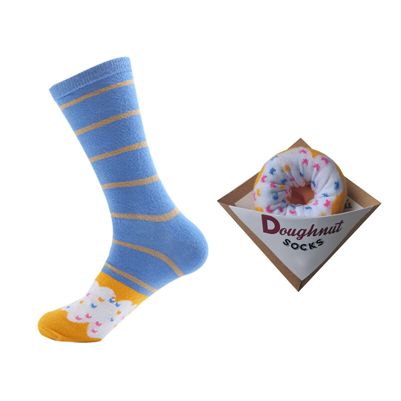 Bagged Doughnut Socks - Blue/Yellow 1pr