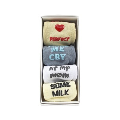 Baby Socks Quotes - Multi Box Blue 4pr
