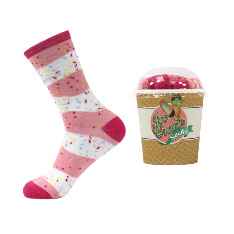 Ice Cream Socks - Pink/White 1pr