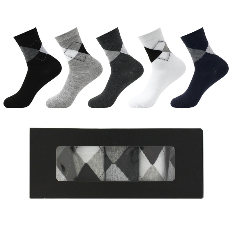 Argyle Pattern Boxed Socks 5pr