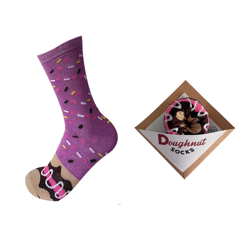 Bagged Doughnut Socks - Purple/Brown 1pr