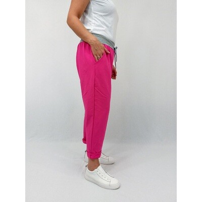 Emily Cotton Pant - Solid Colour - Fuchsia