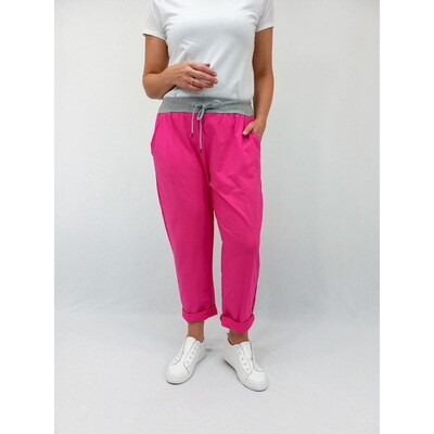 Emily Cotton Pant - Solid Colour - Fuchsia