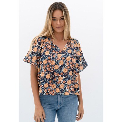 Stardust Bloom Blouse - Bloom Navy