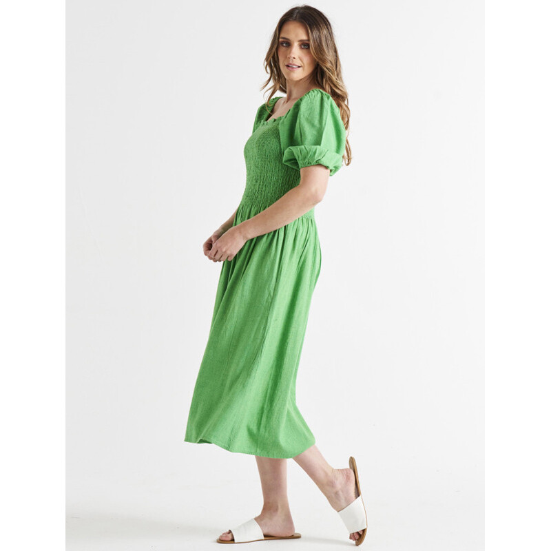 Ingrid Shoulder Dress - Bright Green