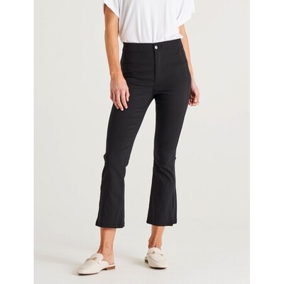 Edwina Bengaline Split Leg Pant - Black