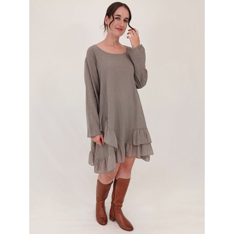 Sabina Long-sleeve Ruffle Top/Dress