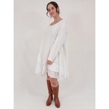 Sabina Long-sleeve Ruffle Top/Dress, Colour: White