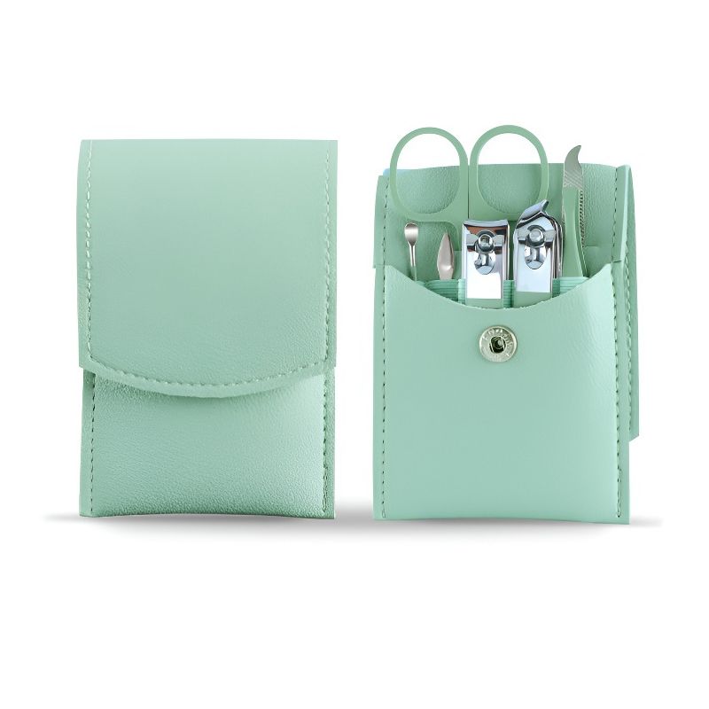 7pc Pouch Manicure Set, Colour: Light Green