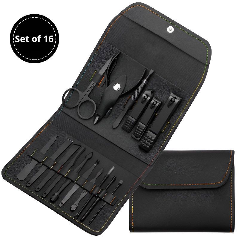 16pc Sleek Manicure Set - Black