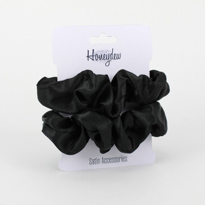 2pk Honeydew Satin Scrunchies, Colour: Black