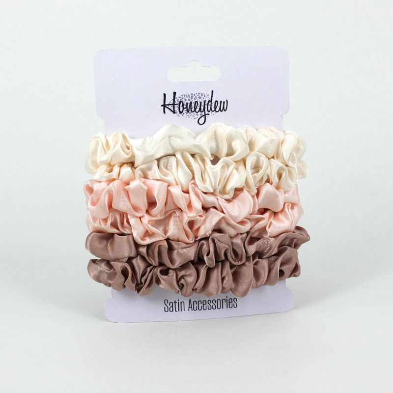 6pk Honeydew Satin Scrunchies, Colour: Blushing Pink