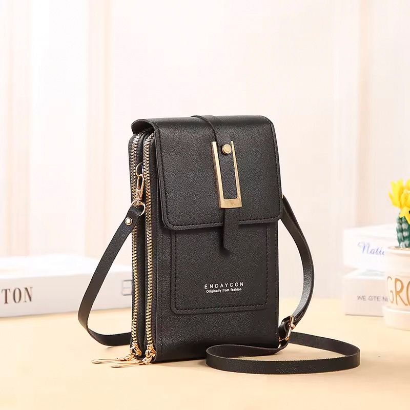 Dual Pocket Phone Bag - Buckle, Colour: Black