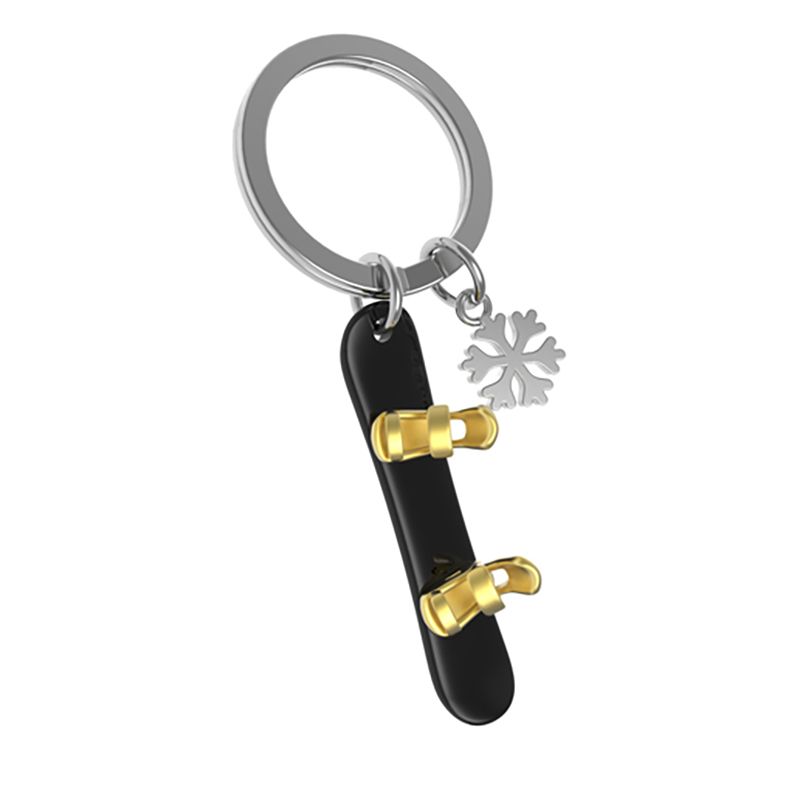 Snowboard Keychain w Snowflake Charm