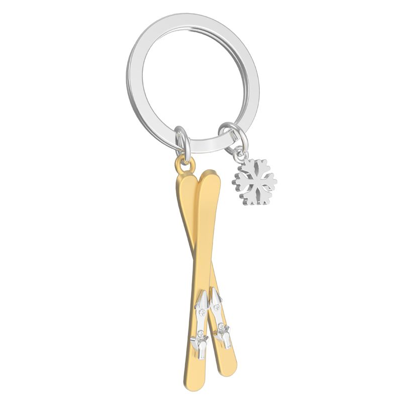 Skis Keychain w Snowflake Charm