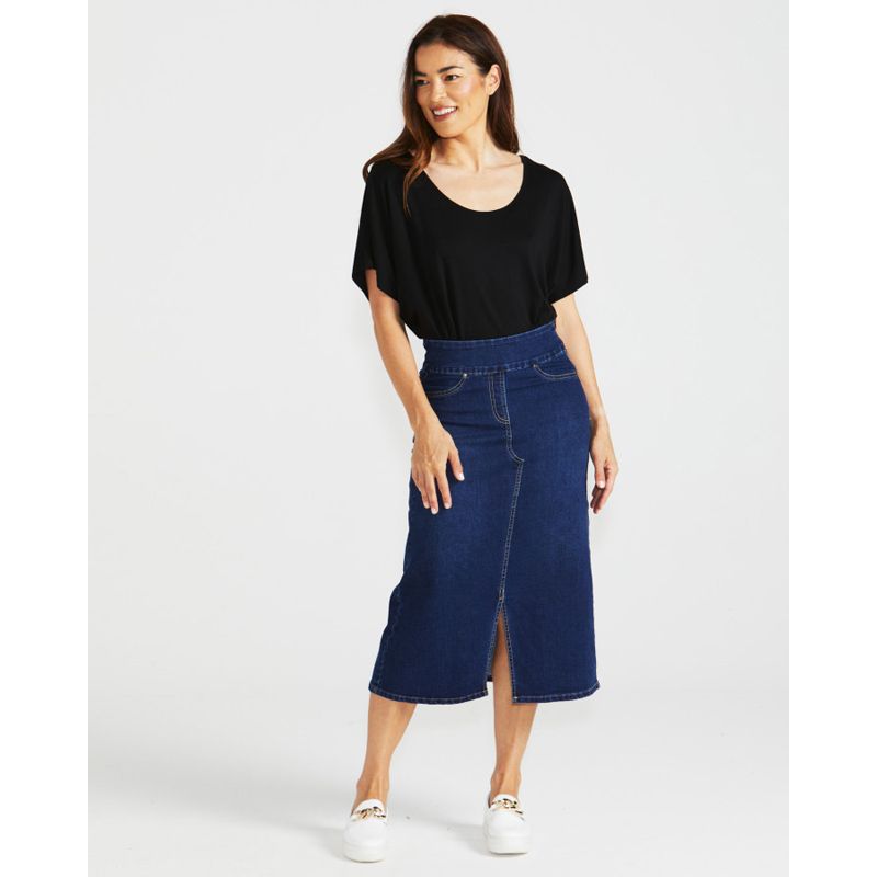 Shelby Stretch Denim Skirt - Midnight