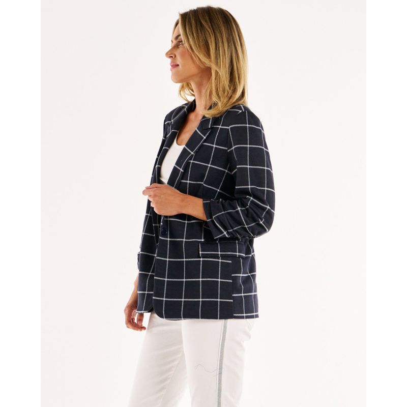 Check Jersey Blazer - Navy