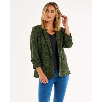 Leopard Jacquard Blazer - Green