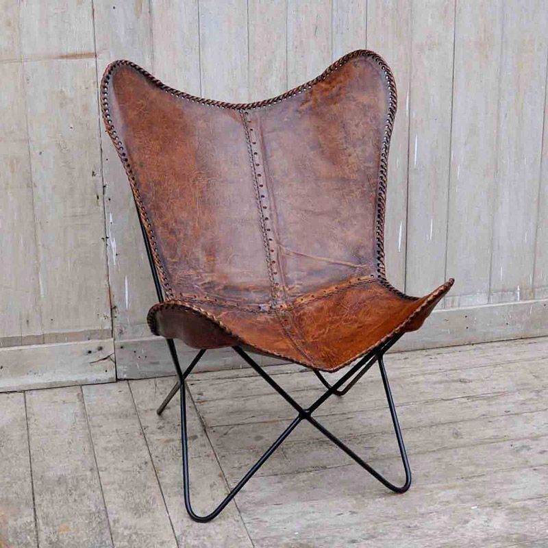 Montana Butterfly Chair - Brown Leather