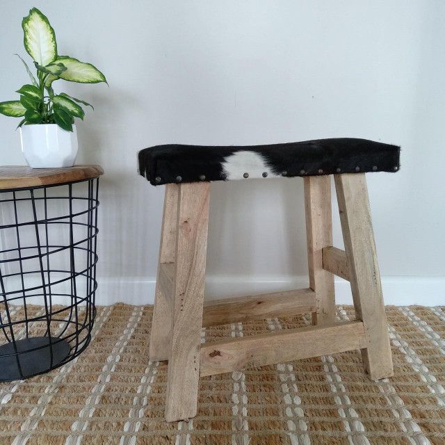 Nathan Stool Hide  - Black