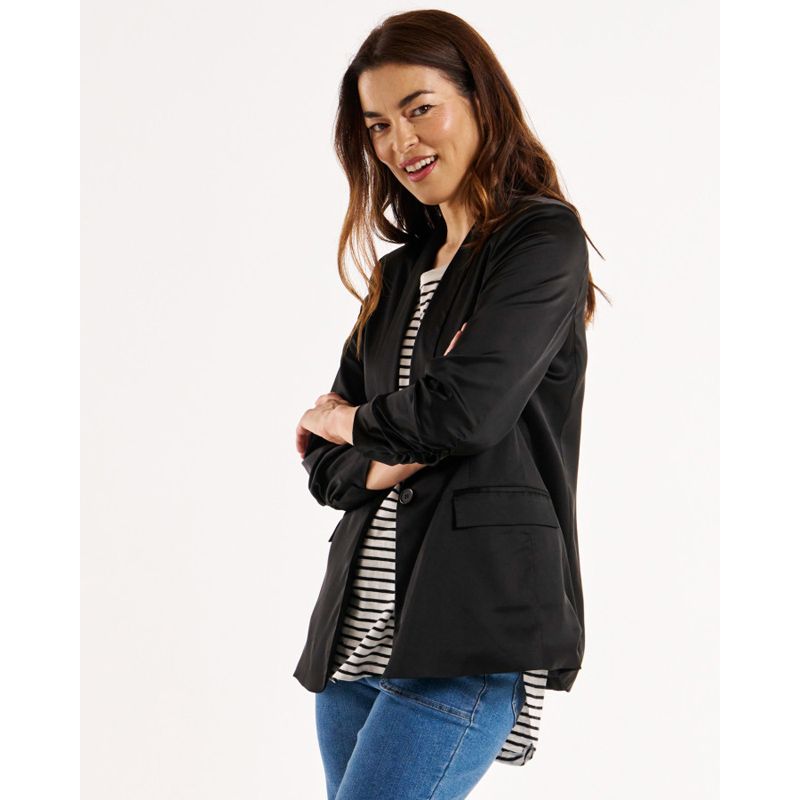 Jayde Satin Blazer - Black