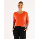 Brielle Bamboo V-Neck Tee - Burnt Ochre