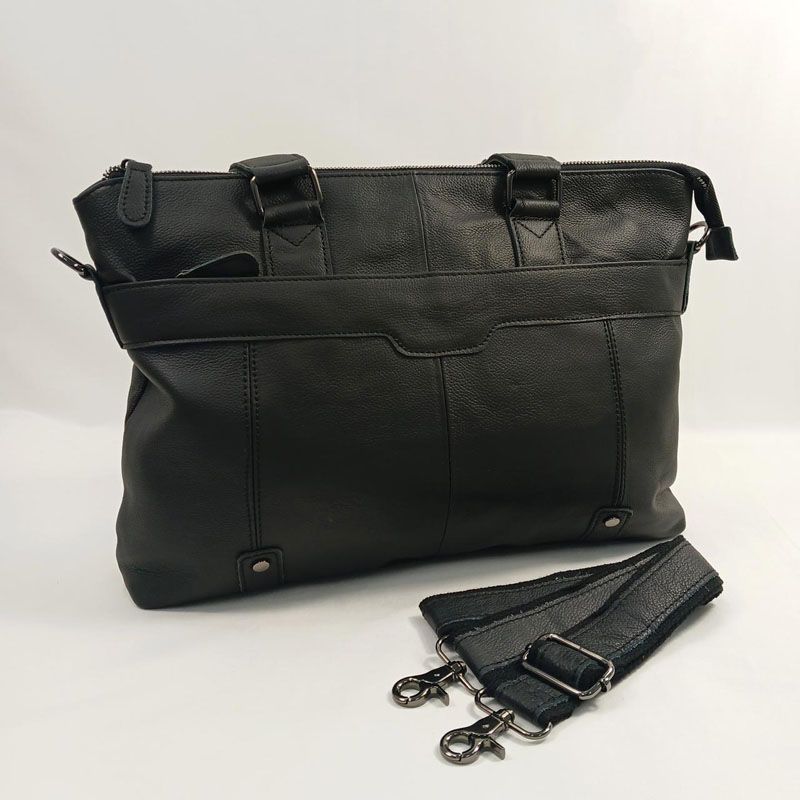 Walnut - Leather Briefcase - Black