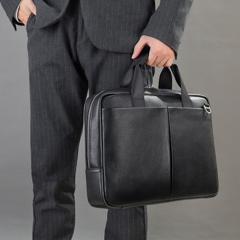 Ash - Leather Briefcase - Black